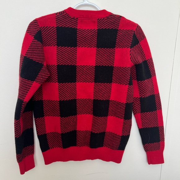 Old Navy Men’s Plaid Sweater Fall Christmas Red and Black Small - Picture 2 of 3